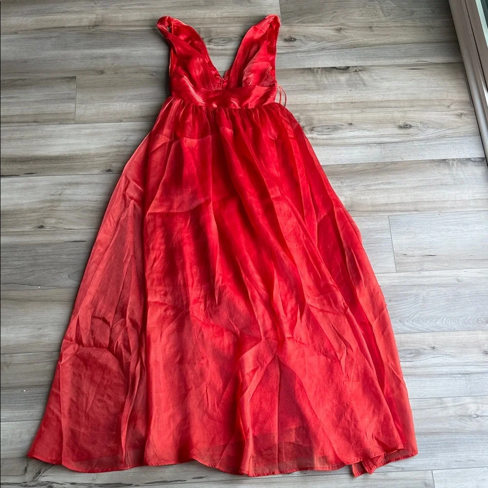 Anthropologie If by Sea red metallic maxi gown - Picture 3 of 4